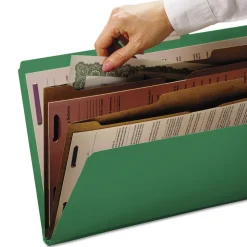 Smead 6 SafeSHIELD Fasteners 2 Dividers Letter Size 6-Section Pressboard Top Tab Pocket Classification Folders - Green (10/Box)