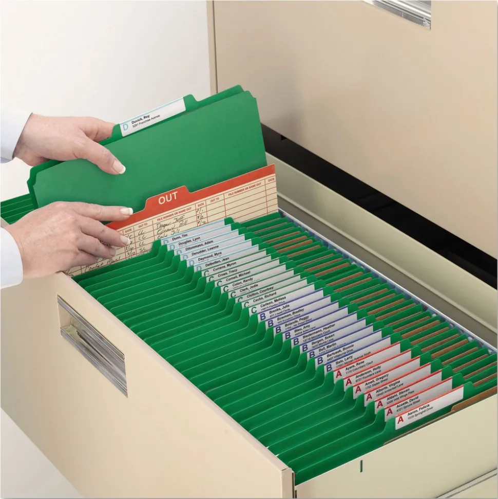 Smead 6 SafeSHIELD Fasteners 2 Dividers Letter Size 6-Section Pressboard Top Tab Pocket Classification Folders - Green (10/Box)