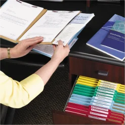 Smead 6 SafeSHIELD Fasteners 2 Dividers Letter Size 6-Section Pressboard Top Tab Pocket Classification Folders - Green (10/Box)