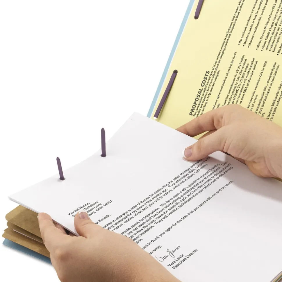 Smead 8 SafeSHIELD Fasteners 3 in. Expansion 3 Dividers Letter Size Pressboard Top Tab Classification Folders - Blue (10/Box)