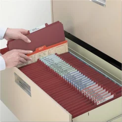 Smead 6 SafeSHIELD Fasteners 2 Dividers Legal Size 6-Section Pressboard Top Tab Pocket Classification Folders - Red (10/Box)