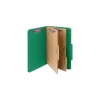 Smead 6 SafeSHIELD Fasteners 2 Dividers Legal Size 6-Section Pressboard Top Tab Pocket Classification Folders - Green (10/Box)