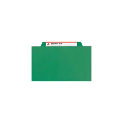 Smead 6 SafeSHIELD Fasteners 2 Dividers Legal Size 6-Section Pressboard Top Tab Pocket Classification Folders - Green (10/Box)