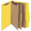 Smead 8 SafeSHIELD Fasteners 3 Dividers Letter Size 8-Section Pressboard Top Tab Classification Folders - Yellow (10/Box)