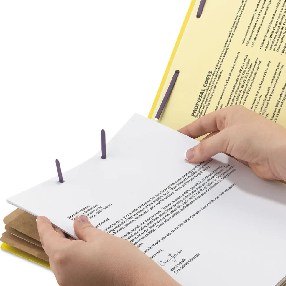 Smead 8 SafeSHIELD Fasteners 3 Dividers Letter Size 8-Section Pressboard Top Tab Classification Folders - Yellow (10/Box)