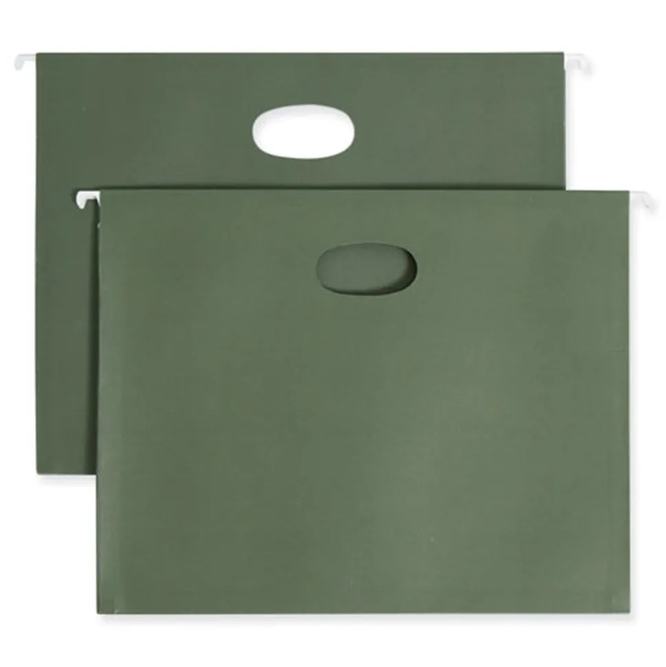 Smead 1 Section 3.5 in. Capacity Letter Size Hanging Pockets with Full-Height Gusset - Standard Green (10/Box)
