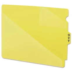Smead 8.5 x 11 Two-Pocket Style End Tab Poly Out Guides - Yellow (50/Box)