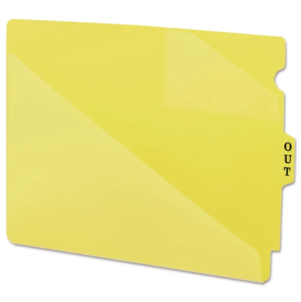 Smead 8.5 x 11 Two-Pocket Style End Tab Poly Out Guides - Yellow (50/Box)