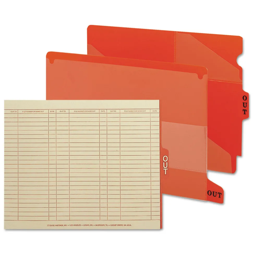 Smead 1/3-Cut End Tab Out 8.5 in. x 11 in. Colored Poly Out Guides with Pockets - Red (25/Box)