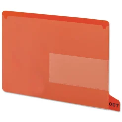 Smead 1/3-Cut End Tab Out 8.5 in. x 11 in. Colored Poly Out Guides with Pockets - Red (25/Box)