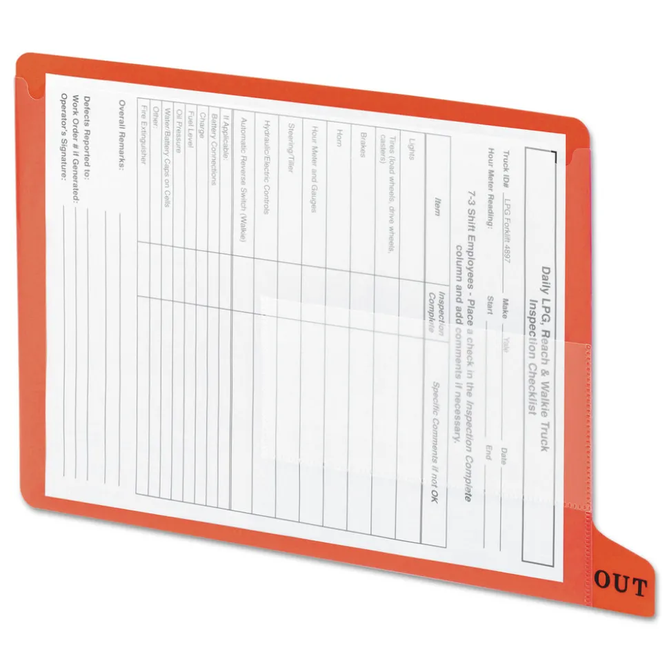 Smead 1/3-Cut End Tab Out 8.5 in. x 11 in. Colored Poly Out Guides with Pockets - Red (25/Box)