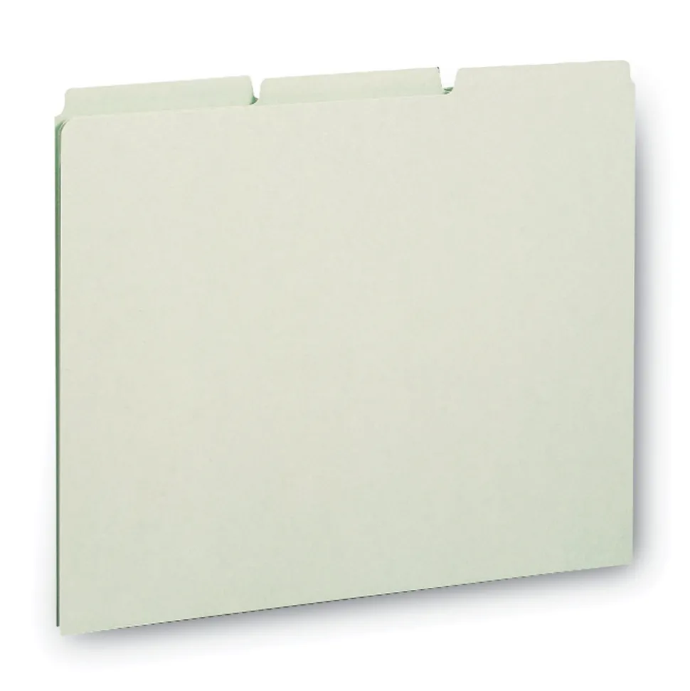 Smead 1/3-Cut Tab 8.5 in. x 11 in. Recycled Blank Top Tab File Guides - Green (100/Box)
