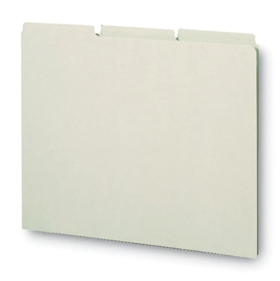 Smead 1/3-Cut Tab 8.5 in. x 11 in. Recycled Blank Top Tab File Guides - Green (100/Box)