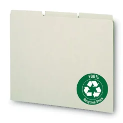Smead 1/3-Cut Tab 8.5 in. x 11 in. Recycled Blank Top Tab File Guides - Green (100/Box)