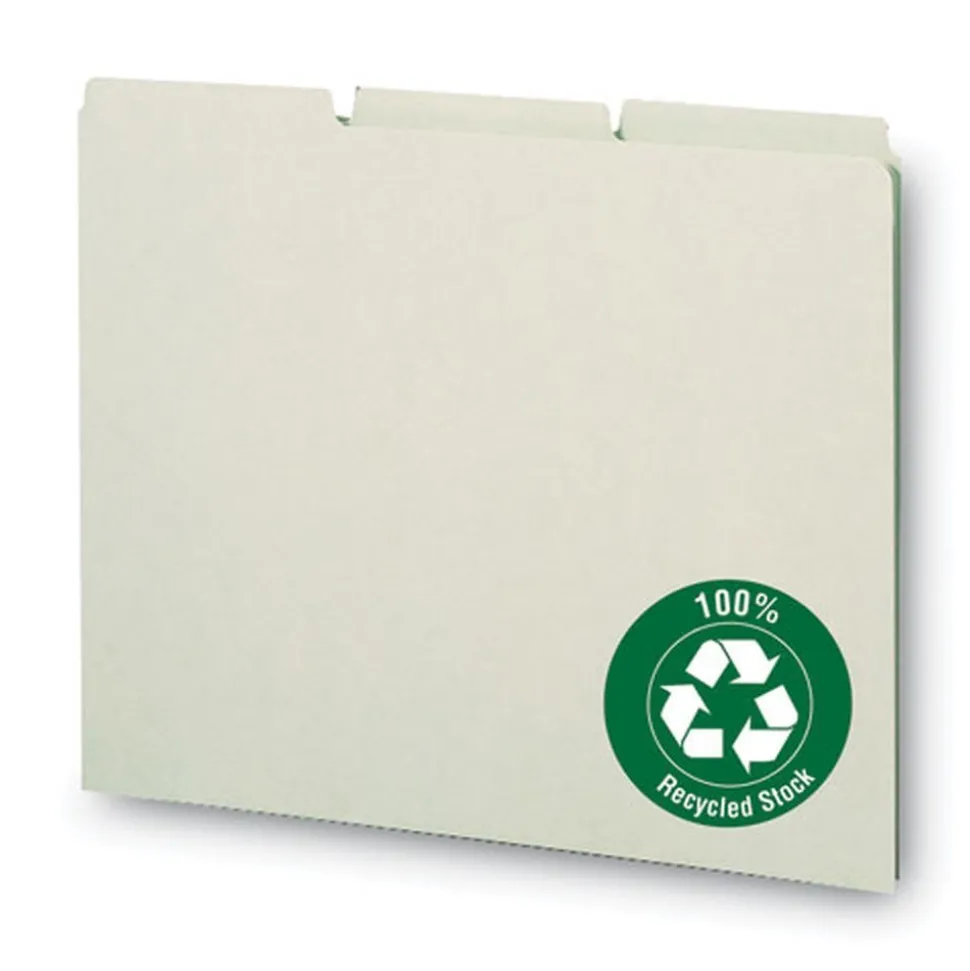 Smead 1/3-Cut Tab 8.5 in. x 11 in. Recycled Blank Top Tab File Guides - Green (100/Box)