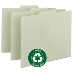 Smead 1/3-Cut Tab 8.5 in. x 11 in. Recycled Blank Top Tab File Guides - Green (100/Box)