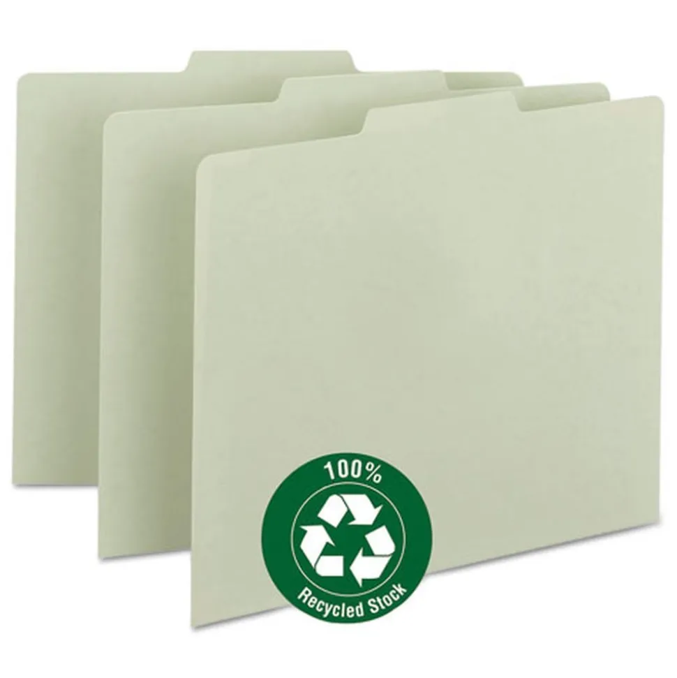 Smead 1/3-Cut Tab 8.5 in. x 11 in. Recycled Blank Top Tab File Guides - Green (100/Box)