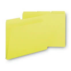 Smead 1/3-Cut Tabs Assorted Letter Size 1 in. Expansion Recycled Heavy Pressboard Folders - Yellow (25/Box)