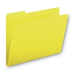 Smead 1/3-Cut Tabs Assorted Letter Size 1 in. Expansion Recycled Heavy Pressboard Folders - Yellow (25/Box)