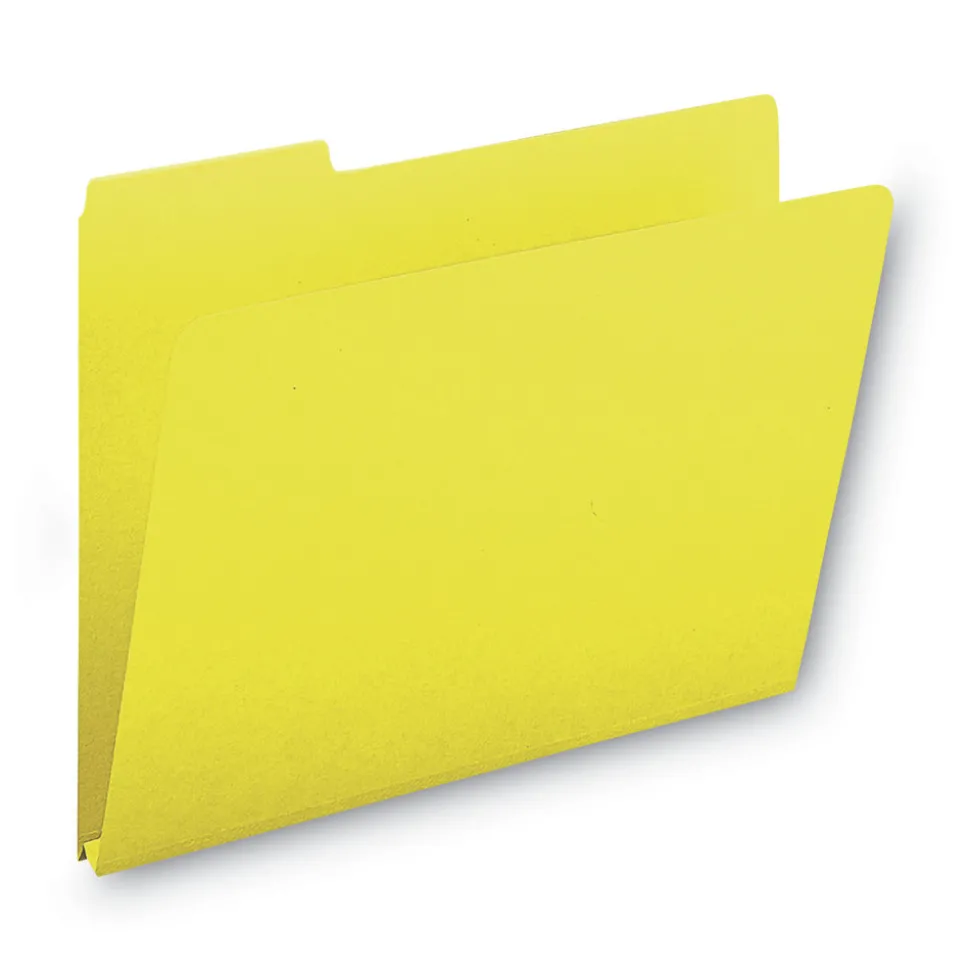 Smead 1/3-Cut Tabs Assorted Letter Size 1 in. Expansion Recycled Heavy Pressboard Folders - Yellow (25/Box)