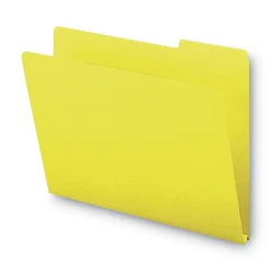 Smead 1/3-Cut Tabs Assorted Letter Size 1 in. Expansion Recycled Heavy Pressboard Folders - Yellow (25/Box)