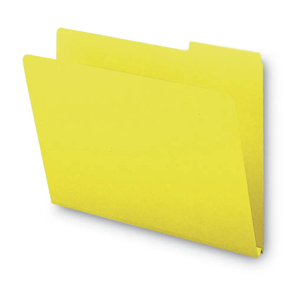 Smead 1/3-Cut Tabs Assorted Letter Size 1 in. Expansion Recycled Heavy Pressboard Folders - Yellow (25/Box)