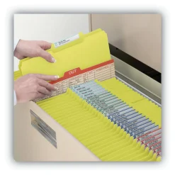 Smead 1/3-Cut Tabs Assorted Letter Size 1 in. Expansion Recycled Heavy Pressboard Folders - Yellow (25/Box)