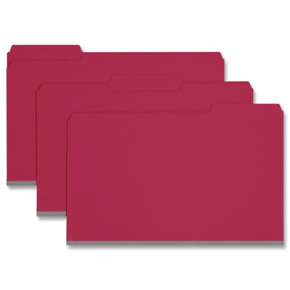 Smead 1/3-Cut Tabs Assorted Legal Size 1 in. Expansion Recycled Heavy Pressboard Folders - Bright Red (25/Box)