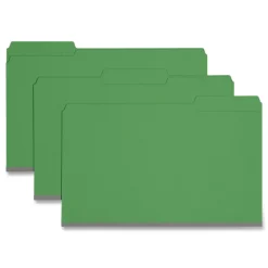 Smead 1/3-Cut Tabs Assorted Legal Size 1 in. Expansion Recycled Heavy Pressboard Folders - Green (25/Box)