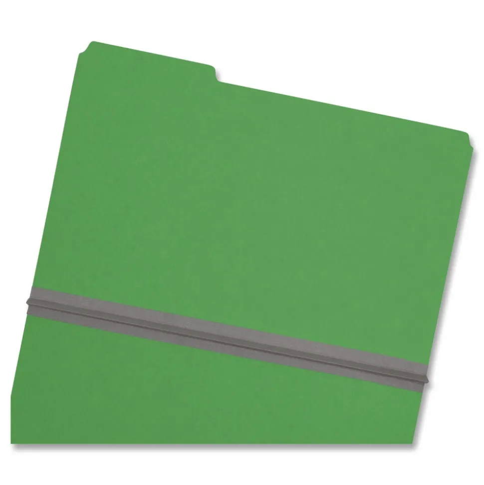Smead 1/3-Cut Tabs Assorted Legal Size 1 in. Expansion Recycled Heavy Pressboard Folders - Green (25/Box)
