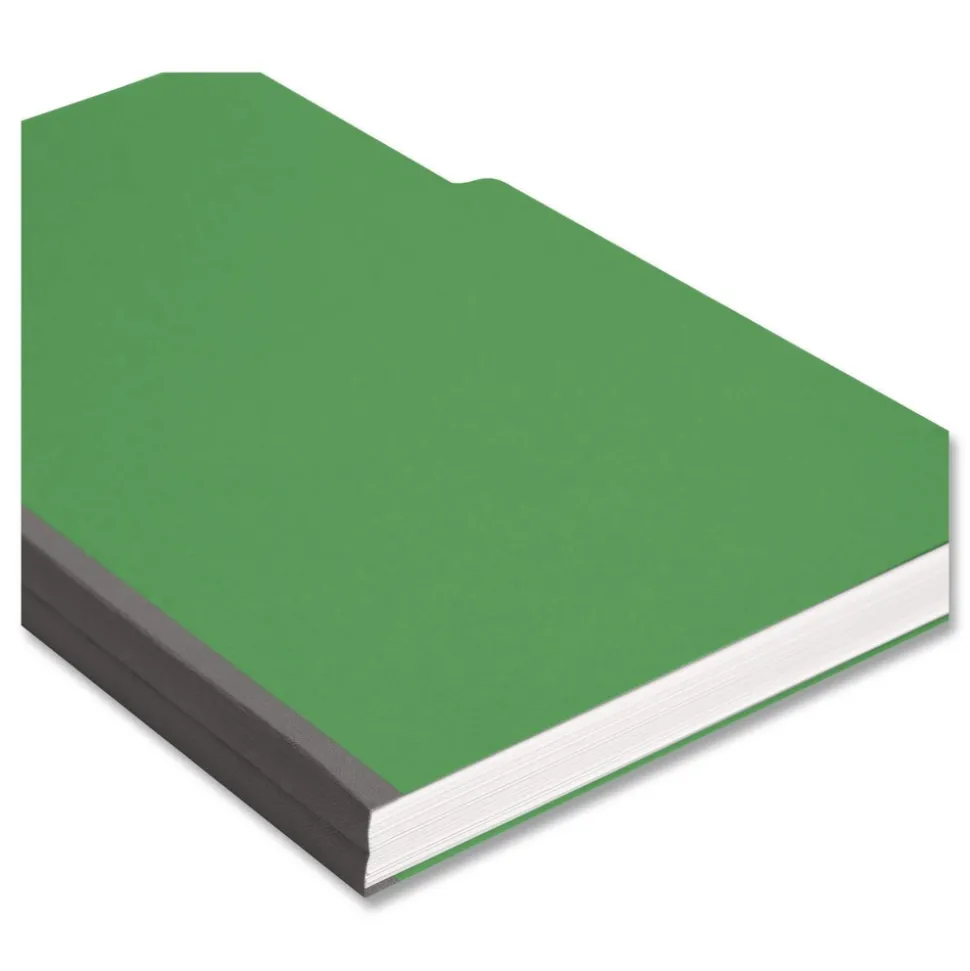 Smead 1/3-Cut Tabs Assorted Legal Size 1 in. Expansion Recycled Heavy Pressboard Folders - Green (25/Box)