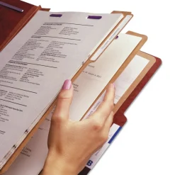 Smead Eight SafeSHIELD Fasteners 2/5-Cut Tabs 3 Dividers Legal Size Pressboard Classification Folders - Red (10/Box)