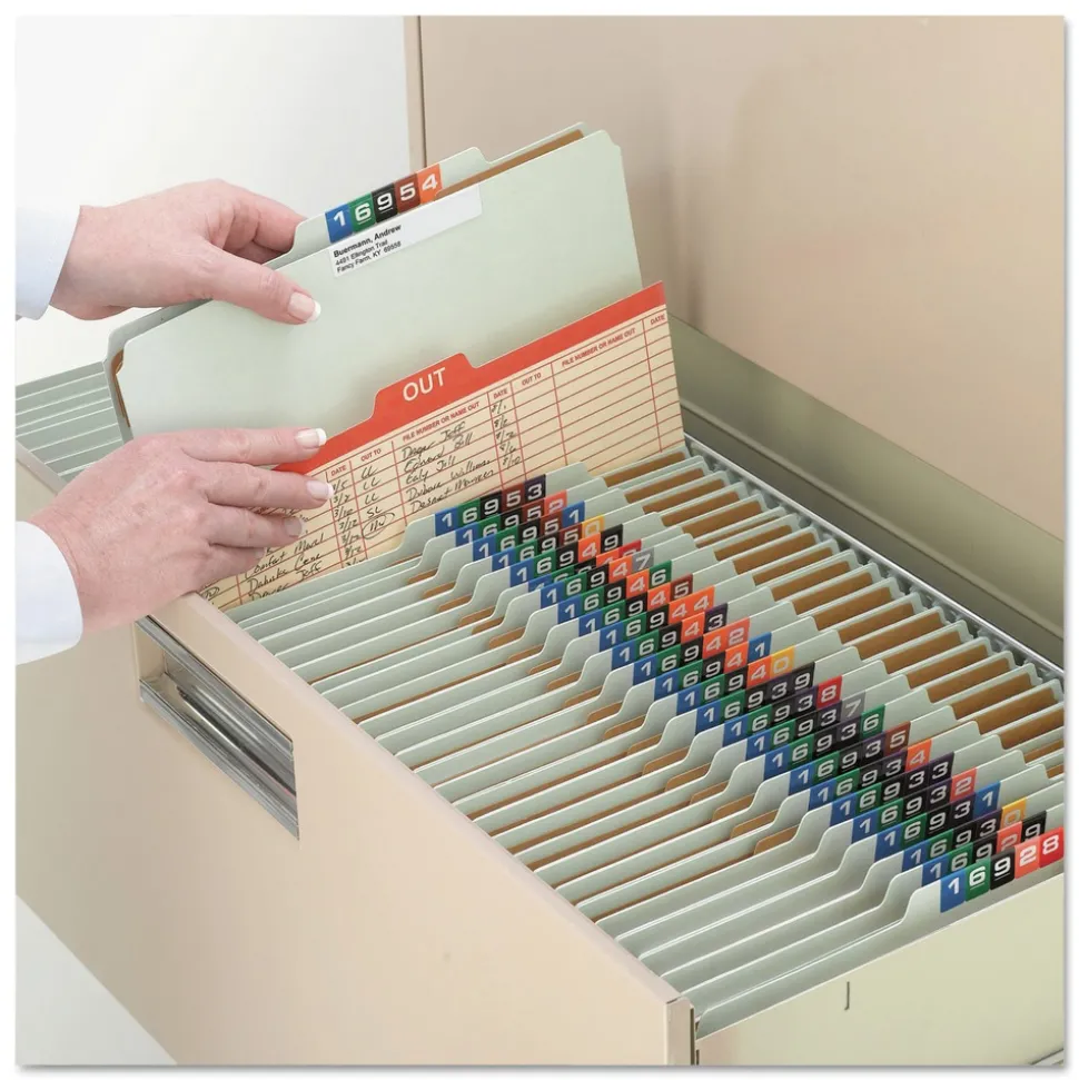 Smead Eight SafeSHIELD Fasteners 2/5-Cut Tabs 3 Dividers Legal Size Pressboard Classification Folders - Gray-Green (10/Box)