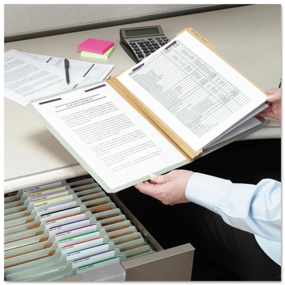 Smead Eight SafeSHIELD Fasteners 2/5-Cut Tabs 3 Dividers Legal Size Pressboard Classification Folders - Gray-Green (10/Box)