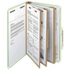 Smead Eight SafeSHIELD Fasteners 2/5-Cut Tabs 3 Dividers Legal Size Pressboard Classification Folders - Gray-Green (10/Box)