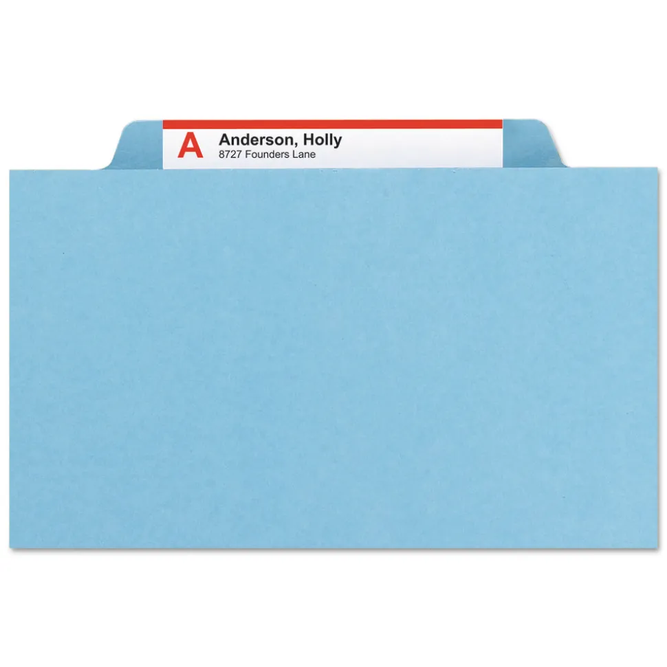 Smead Eight-Section 3-Divider Pressboard Top Tab Classification Folders - Legal Size/Blue (10/Box)