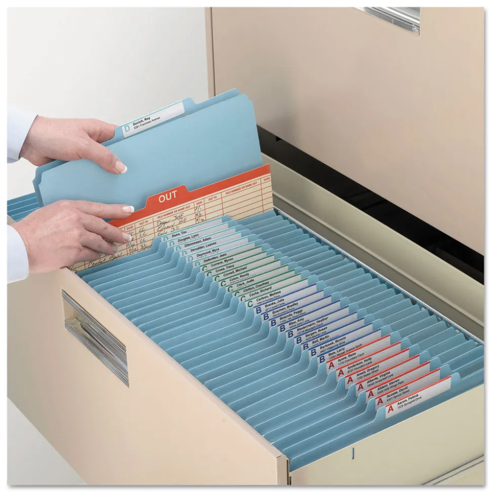 Smead Eight-Section 3-Divider Pressboard Top Tab Classification Folders - Legal Size/Blue (10/Box)