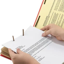 Smead Eight-Section Pressboard Top Tab Classification Folders - Bright Red/Legal Size (10/Box)