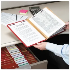 Smead Eight-Section Pressboard Top Tab Classification Folders - Bright Red/Legal Size (10/Box)