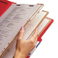Smead Eight-Section Pressboard Top Tab Classification Folders - Bright Red/Legal Size (10/Box)