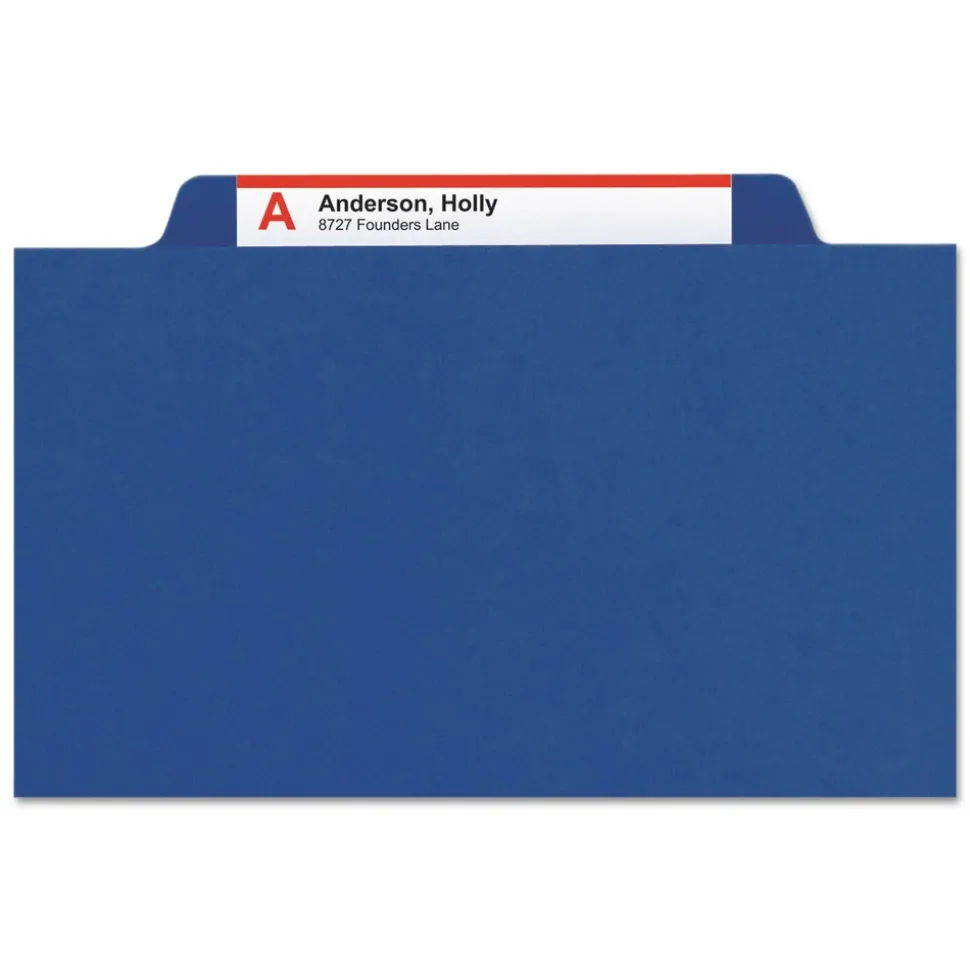 Smead Eight-Section Pressboard Top Tab Classification Folders - Dark Blue/Legal Size (10/Box)
