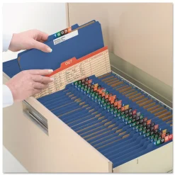 Smead Eight-Section Pressboard Top Tab Classification Folders - Dark Blue/Legal Size (10/Box)