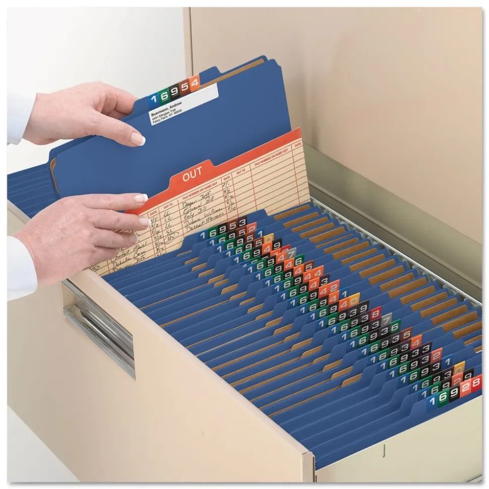 Smead Eight-Section Pressboard Top Tab Classification Folders - Dark Blue/Legal Size (10/Box)