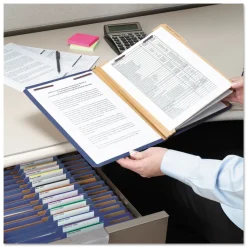 Smead Eight-Section Pressboard Top Tab Classification Folders - Dark Blue/Legal Size (10/Box)