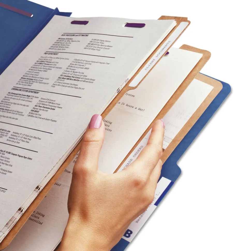 Smead Eight-Section Pressboard Top Tab Classification Folders - Dark Blue/Legal Size (10/Box)