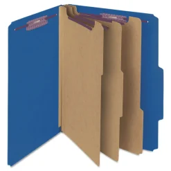 Smead Eight-Section Pressboard Top Tab Classification Folders - Dark Blue/Legal Size (10/Box)