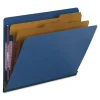 Smead End Tab Pressboard Classification Folders with Six SafeSHIELD Fasteners - Letter, Dark Blue (10/Box)