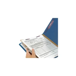 Smead Four SafeSHIELD Fasteners 1 Divider Legal Size Four-Section Pressboard Top Tab Classification Folders - Dark Blue (10/Box)