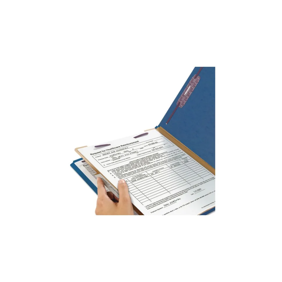 Smead Four SafeSHIELD Fasteners 1 Divider Legal Size Four-Section Pressboard Top Tab Classification Folders - Dark Blue (10/Box)