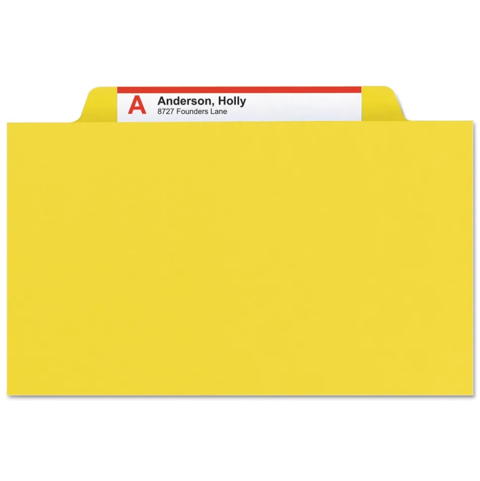 Smead Four-Section Pressboard Top Tab Classification Folders - Yellow/Legal Size (10/Box)